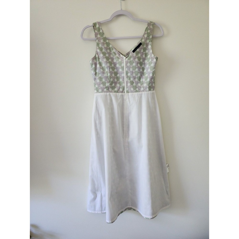 Boden Womens Cotton V-Neck Sleeveless A-Line Dress Purple Green Vacation Size 2 - Picture 5 of 8